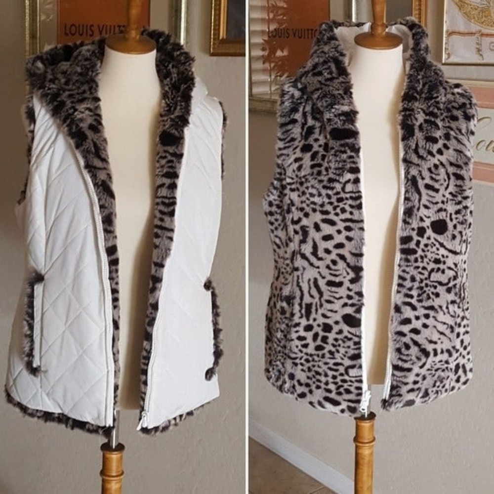 Vintage - Snow Lepoard Reversible Vest